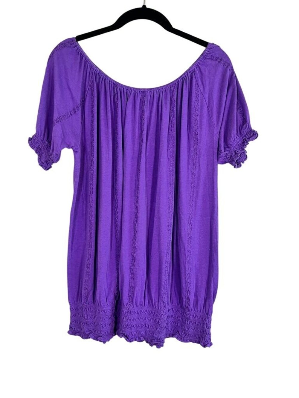 Colorful‎ Floral Neutral Top Purple 1X Lagen Boho Indie Folk Peasant Hippie Chic